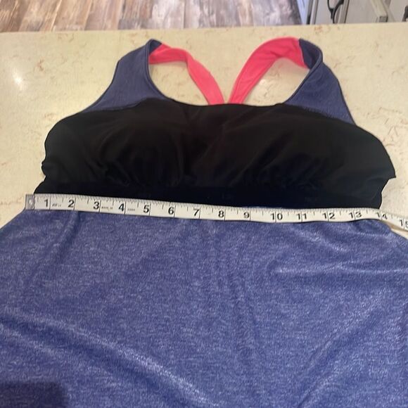 LUCY halter athletic tank top SZ XXL shimmer blue with neon pink straps SZ XL - Picture 12 of 15